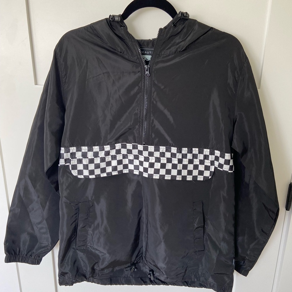 Beautiful Giant Black and Checkered Windbreaker